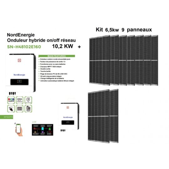 Kit NordEnergie KW Bi power 6,5kw extensible haut rendement 23,18 %