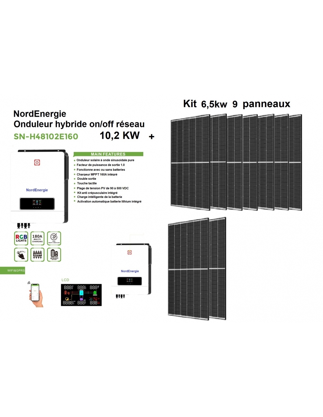 Kit NordEnergie KW Bi power 6,5kw extensible haut rendement 23,18 %